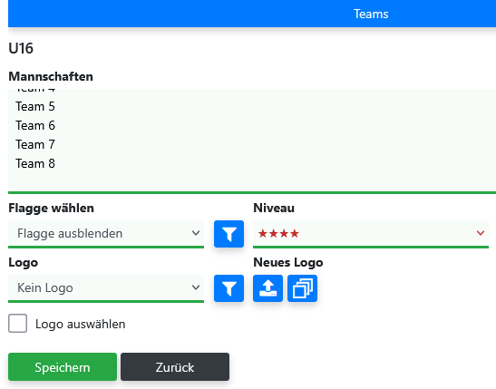 Schritt 5: Teams eingeben