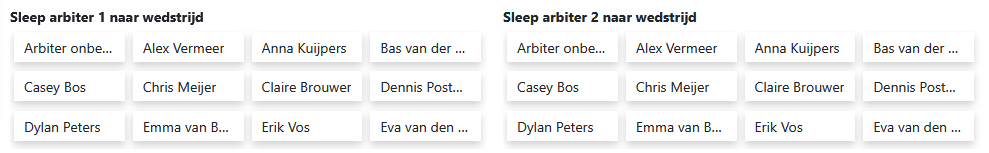Versleepbare scheidsrechters buttons in de toernooisoftware