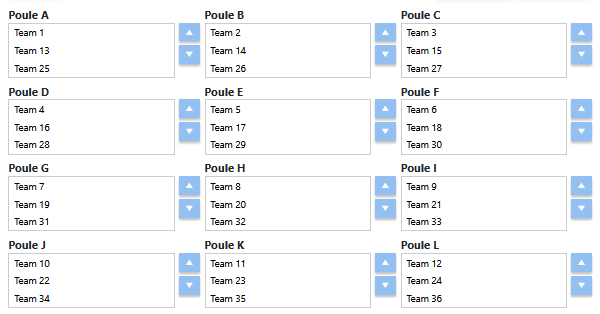 Fase 1 poule-indeling