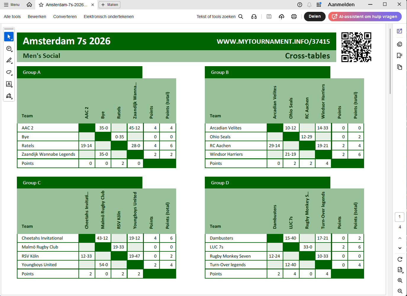 PDF report with cross tables